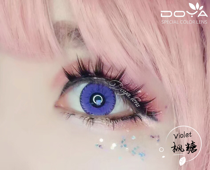 doya枫糖紫色美瞳佩戴图